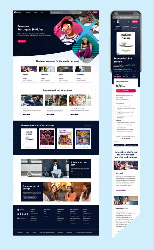ecommerce design for desktop and mobile Business to consumer site. Landing page